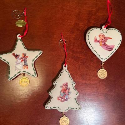 M J Hummel Ornaments  Years 2005,2006 & 2007