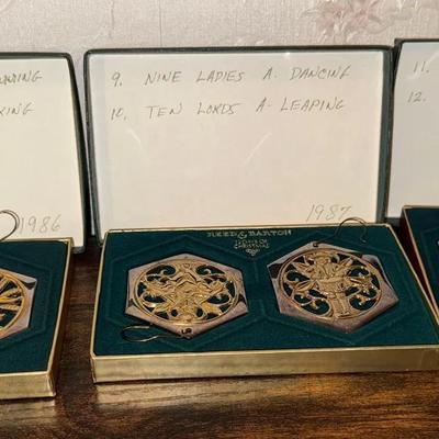 Reed & Barton Sterling Silver & Gold “12 Days of Christmas” Ornaments