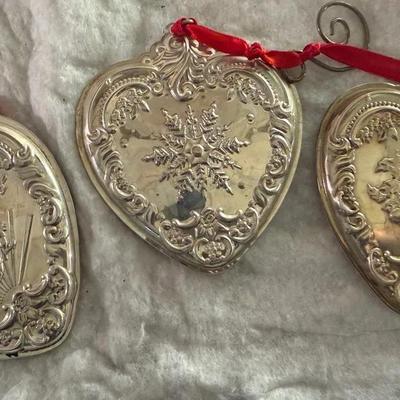 Wallace Sterling Silver Heart Ornaments (3 Pieces)