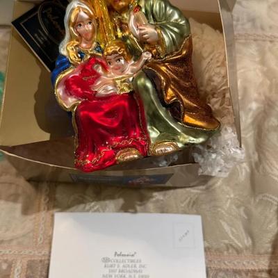 Holy Family Blown Glass Ornament 