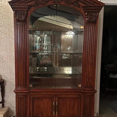 Huge Traditional Mahogany Lighted Display Cabinet