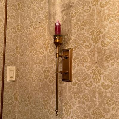 Pair Of Brass Sconces & Etched Glass 2 In Lot 