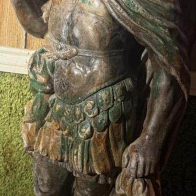 Heavy Bronze Warrior Statue – Classical Soldier with Shield