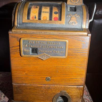 antique O.D. Jennings 5 Cent Slot Machine, likely from the 1920s