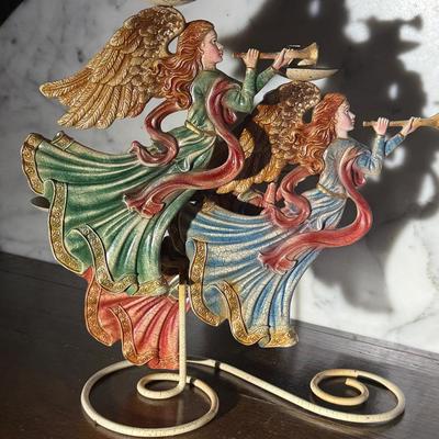 Three Angel Candleholder – Hand-Painted, Vintage-Style