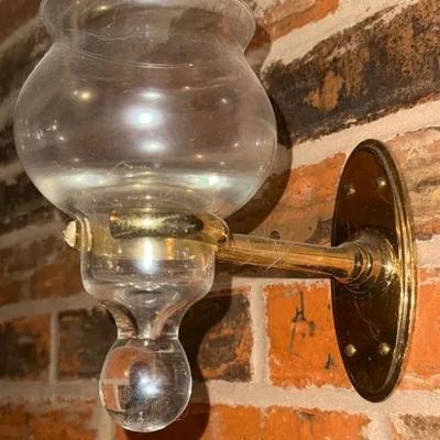 Vintage Brass & Glass Wall Sconces – Pair of Classic Hurricane Candle Holders