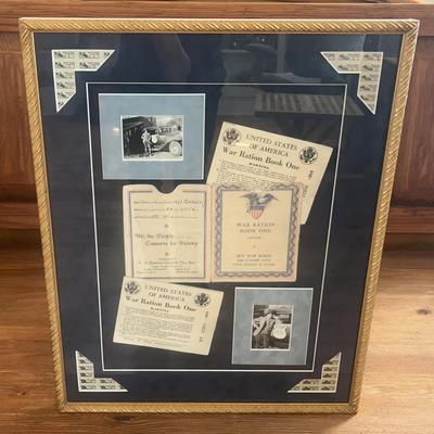 Framed Collection of WWII Memorabilia
