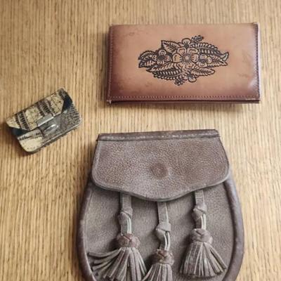 Wallets - Belt Wallet, Tooled Leather Wallet And Snakeskin Coin Wallet