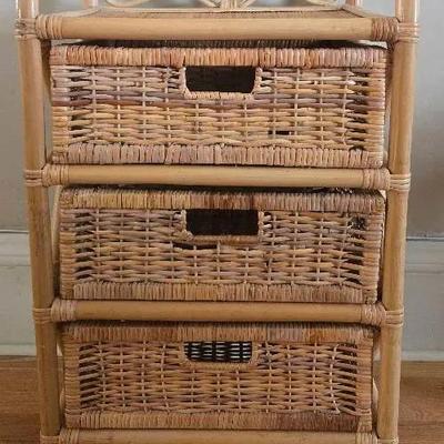 Wicker Three Drawer Shelf