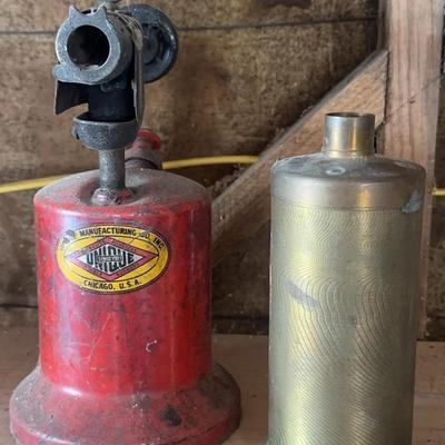 Vintage Flame Torch and Brass Purolator
