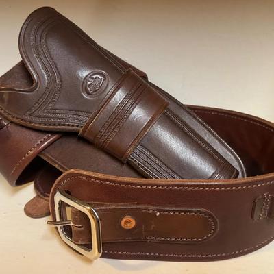 Hand Tooled Leather .45 Holster And Ammo Belt