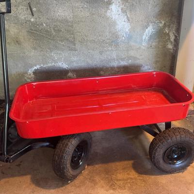 Suped Up Red Wagon With Telescoping Handle And InFlatable Tires