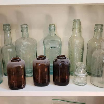 Antique Glass Bottles And Glass Lids