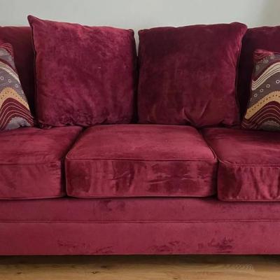 Cushy Oversized Red Polyester Sofa