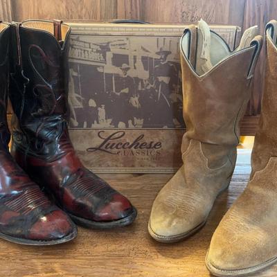 Broke In Lucchese (Red) And Abilene (Tan) Cowboy Boots - Size 12