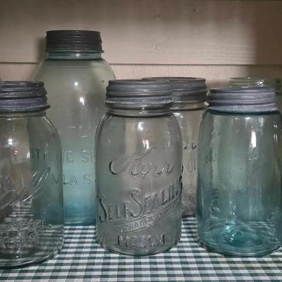 Miscellaneous Vintage Mason Jars 7"-9.5"