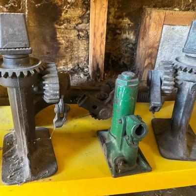 Vintage Cast Iron (3) And Metal Car Jacks