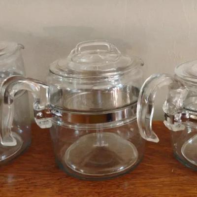 Vintage Pyrex Percolator In  Every Size, W/ Inserts