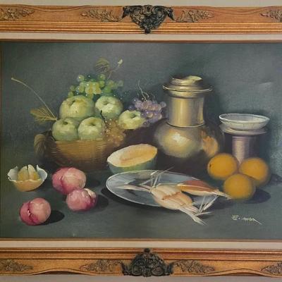 Large Artist Signed Original Still Life Oil Painting