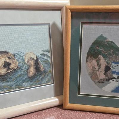 Framed Needle Point Art  14x13/12x12