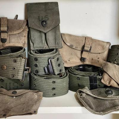Vintage Military Belts And Canvas Belt Satchels