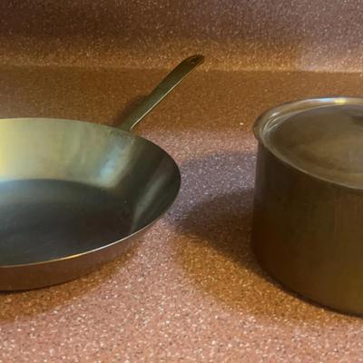 Copper Sauce Pan With Lid And Frying Pan