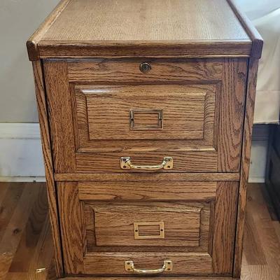 Solid Oak Vintage File Cabinet Without Keys