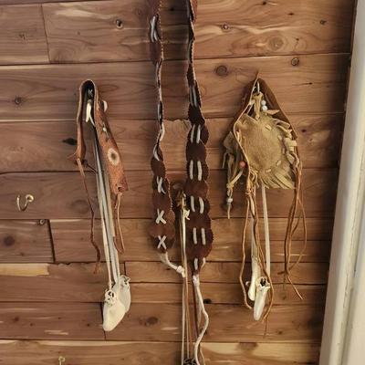 Leather Medicine Bags, Belts And Jewelry