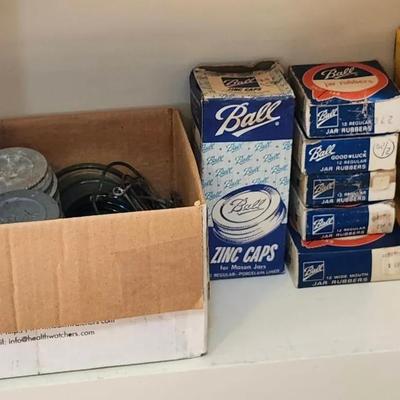 Antique/Vintage Ball Lids (Metal And Glass) And Rubber Seals