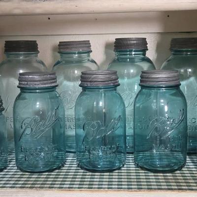 Vintage Blue Ball Mason Jars 5.5"(4)-7"(3)-9.5"(6)