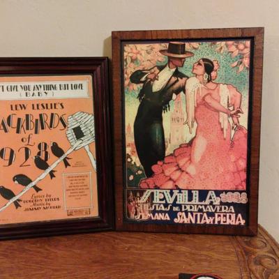 Vintage Framed Posters-Centered In 1928, USA And Spain