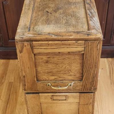 Antique Double Stackable Wooden File Cabinets