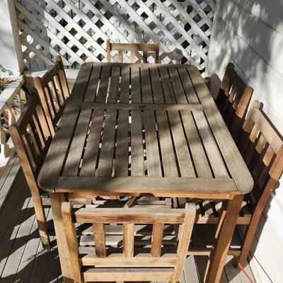 Wood Patio Table And 6 Chairs