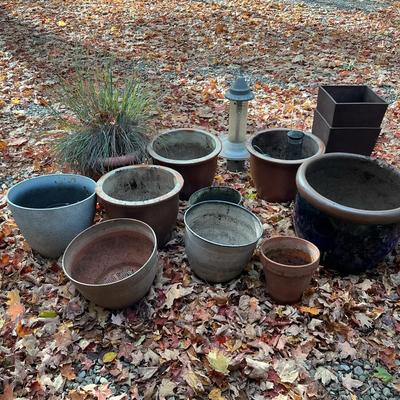 Assorted Outdoor Planters and Bird Feeders