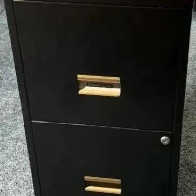 Black Two-Drawer File Cabinet with Lock