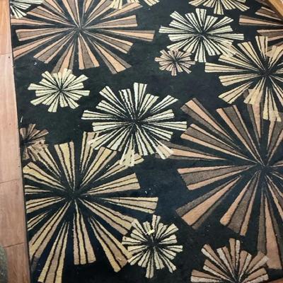 Black and Tan Floral Area Rug