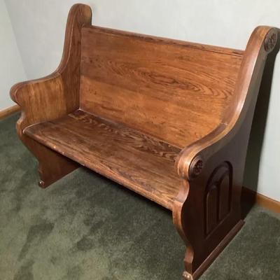 Vintage Solid Oak Church Pew