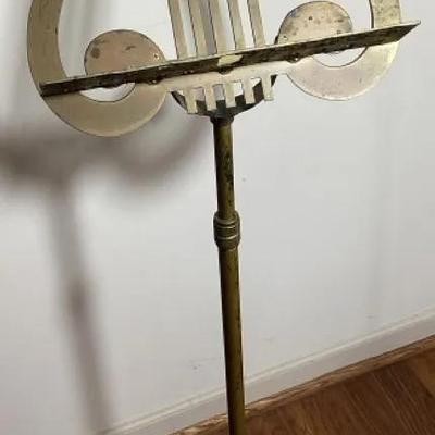 Vintage Brass Lyre-Style Adjustable Music Stand