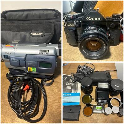 Lot of Cameras & Accessories: Canon A-1, Sony Handycam & More