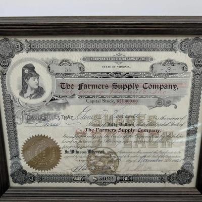 2 Vintage Virginia Stock Certificates