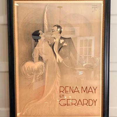 Professionally Framed Lithograph “Rena May ET Gerardy” 63x47
