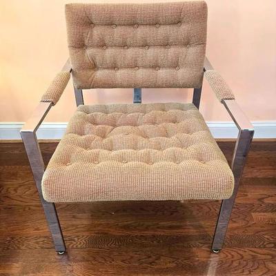 Vintage Modern Chrome & Upholstered Chair #1