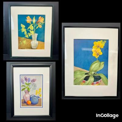 3 H. Vincent Framed Original Watercolors