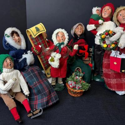 Byers’ Choice Dolls-Lady In Bench, Family, Skater, Toboggan
