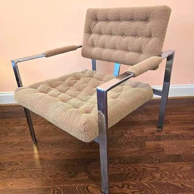 Vintage Modern Chrome & Fabric Chair #2