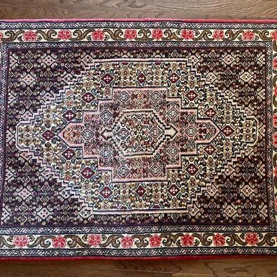 3’3” by 2’5” Seneh Iranian All Wool Rug