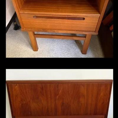 MCM Twin Headboard, Frame & Nightstand