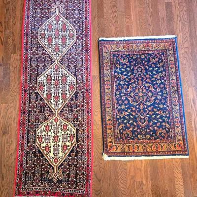 2 Vintage Oriental Rugs: Runner & Mat
