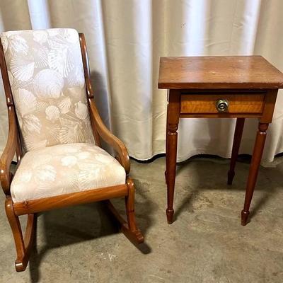 Tom Du Mez Upholstered Rocking Chair & Side Table