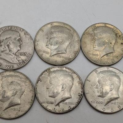 6 Silver Half Dollars